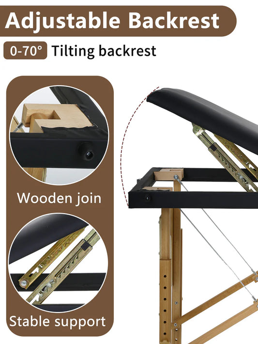 BestMassage Massage Table, Portable Massage Bed, Spa Bed, 77 Inches Long 30 Inches Wide Height, Adjustable 4 Inches Memory Sponge 2 Fold PU Bed, Carry Case, Facial Cradle, Salon Table