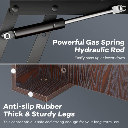 Lift Top Coffee Table, with Hidden Compartment and Storage Shelf Wooden Lift Tabletop for Home Living Room Reception Room Office, Espresso