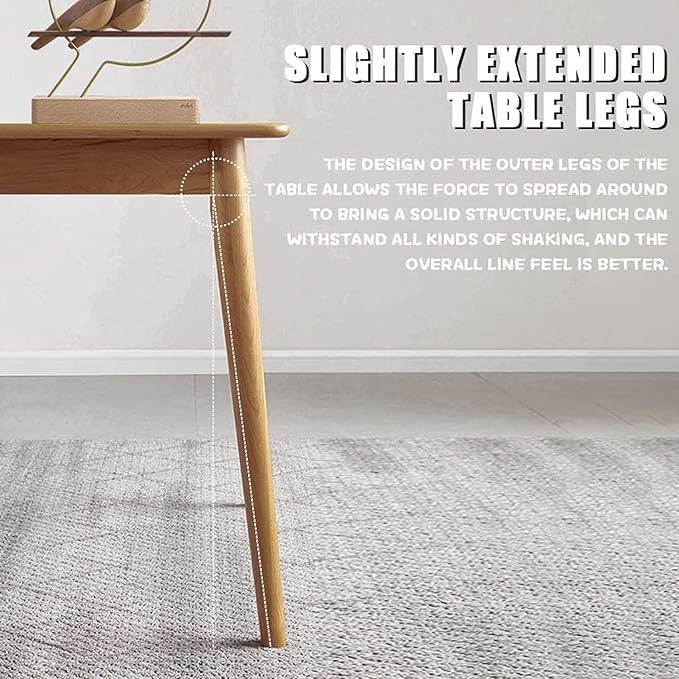 Dining Table 6 Person 47.2'' Modern Rectangular Kitchen Table Sturdy Durable Structure Wooden Dining Room Table for Small Spaces Table Home Furniture, Natural