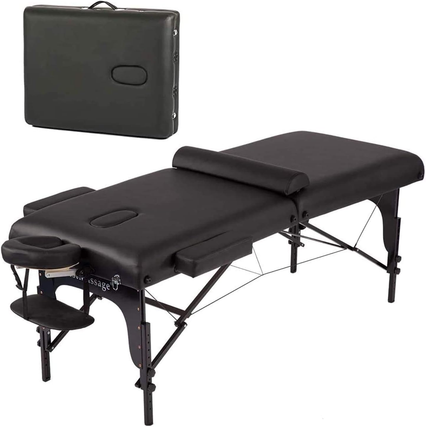 BestMassage Massage Table, Portable Massage Bed, Spa Bed, 77 Inches Long 30 Inches Wide Height, Adjustable 4 Inches Memory Sponge 2 Fold PU Bed, Carry Case, Facial Cradle, Salon Table