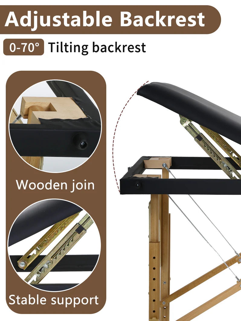 BestMassage Massage Table, Portable Massage Bed, Spa Bed, 77 Inches Long 30 Inches Wide Height, Adjustable 4 Inches Memory Sponge 2 Fold PU Bed, Carry Case, Facial Cradle, Salon Table