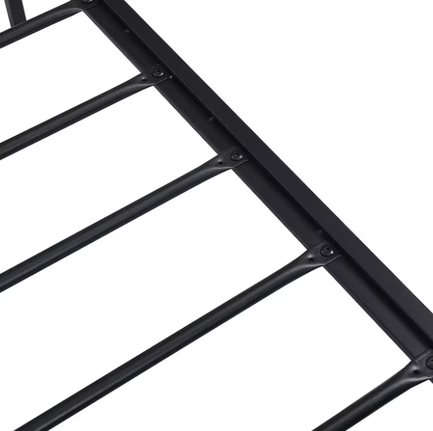 Queen Size Bed Frame, Bed Frame with Charging Station and LED Lights, Metal Shelves Non-Slip, Noise-Free, Easy Assembly, No Box Springs Needed, Rustic Brown and Black