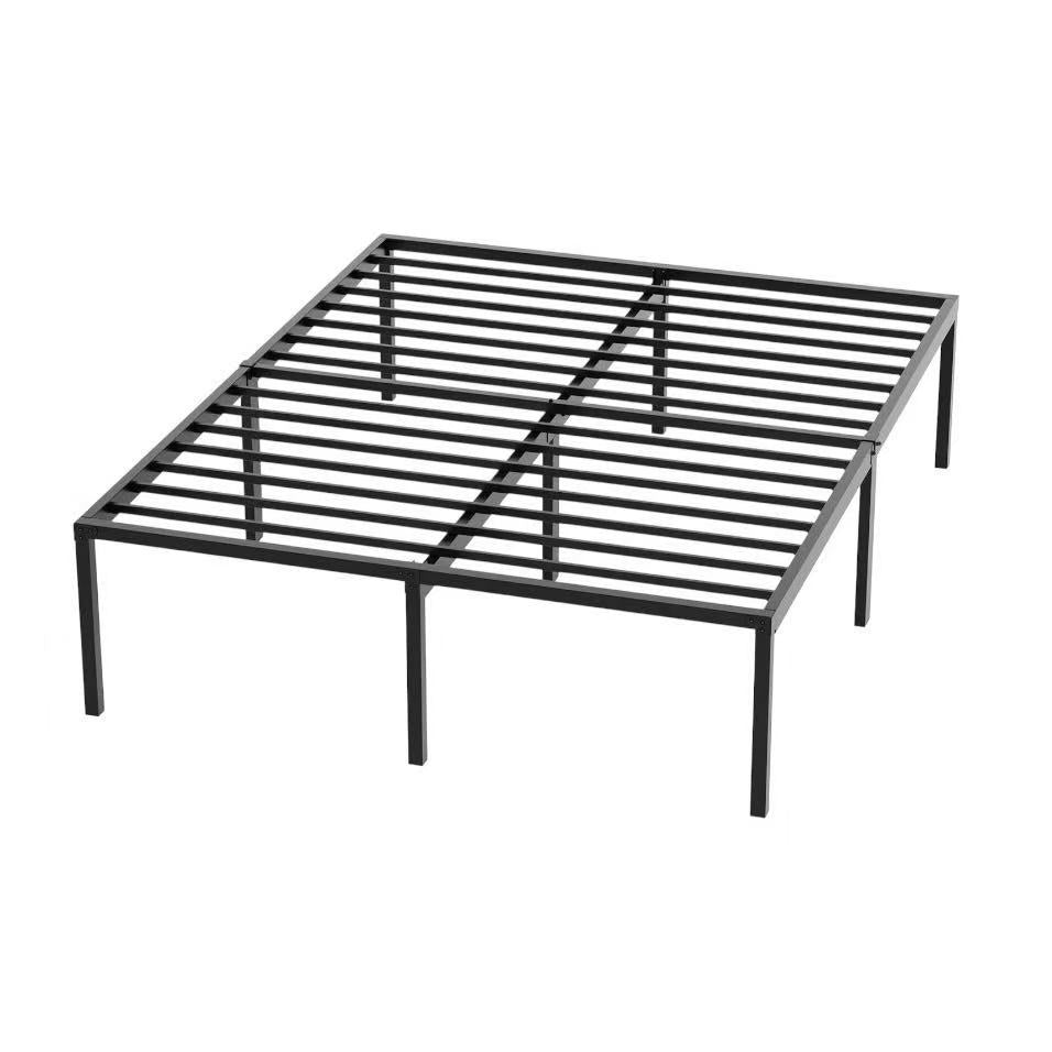 Queen Size Metal Bed Frame Sturdy Steel Slats Noise-Free Easy Assembly No Box Spring Required with Under-Bed Storage Easy Assembly and Ample Under-Bed Storage, Blackv