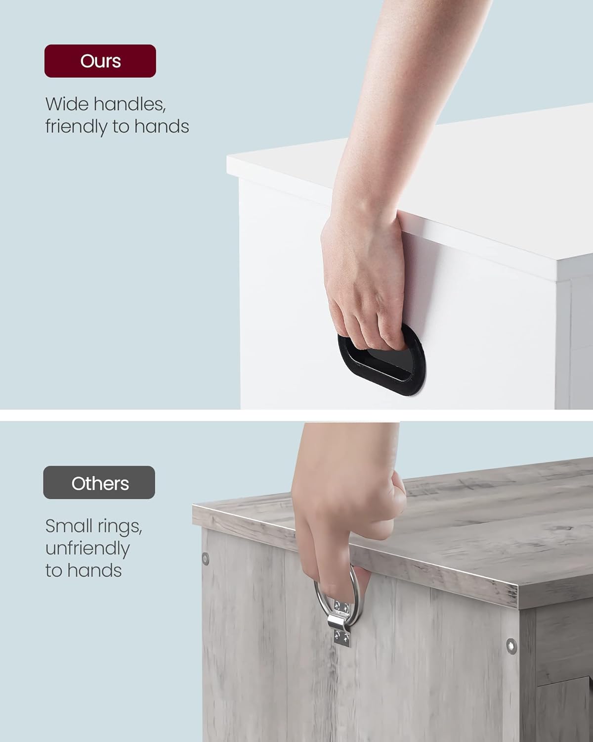 Multi-Colors Storage Chest, Storage Bench with 2 Safety Hinges, Farmhouse Style, 40 x 80 x 46 cm, for Entryway, Bedroom, Living Room, Cloud White