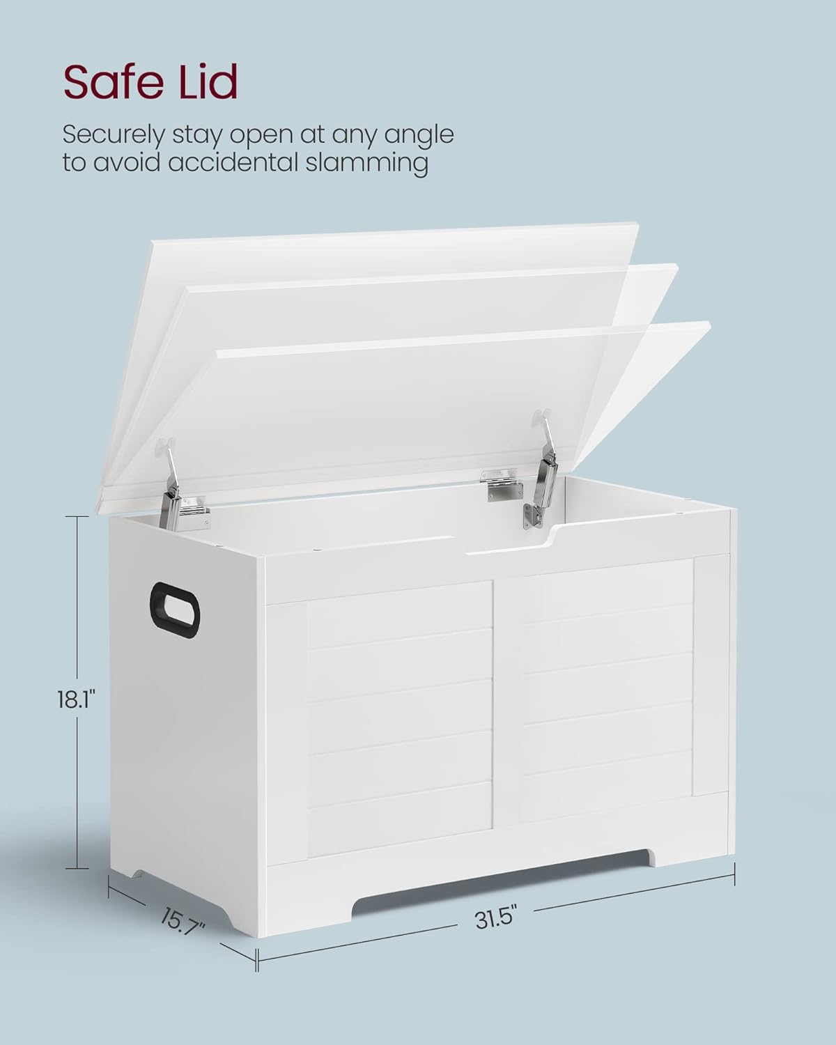 Multi-Colors Storage Chest, Storage Bench with 2 Safety Hinges, Farmhouse Style, 40 x 80 x 46 cm, for Entryway, Bedroom, Living Room, Cloud White