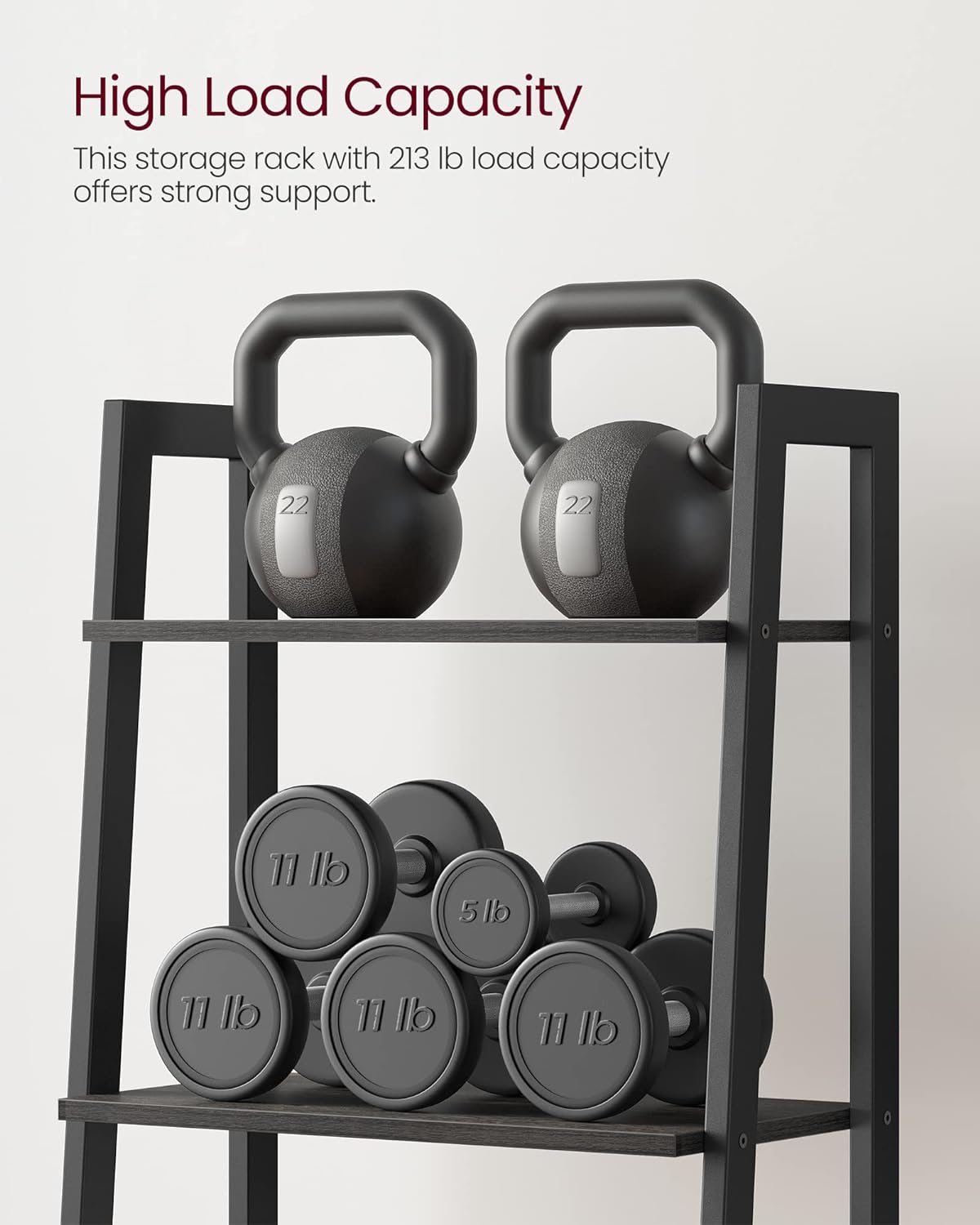 4-Tier Bookshelf, Storage Rack, Bookcase with Steel Frame, for Living Room, Home Office, Kitchen, Bedroom, Industrial Style, Ladder Shelf,  Matte Black