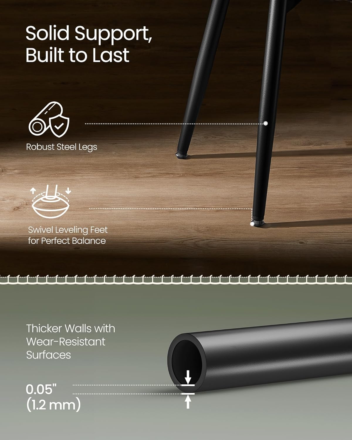 Premium Dining Chairs Set of 2, Upholstered Kitchen Chairs, Comfortable Seat, Synthetic Leather with Stitching, Mid-Century Modern, Easy Assembly, Living Room Lounge