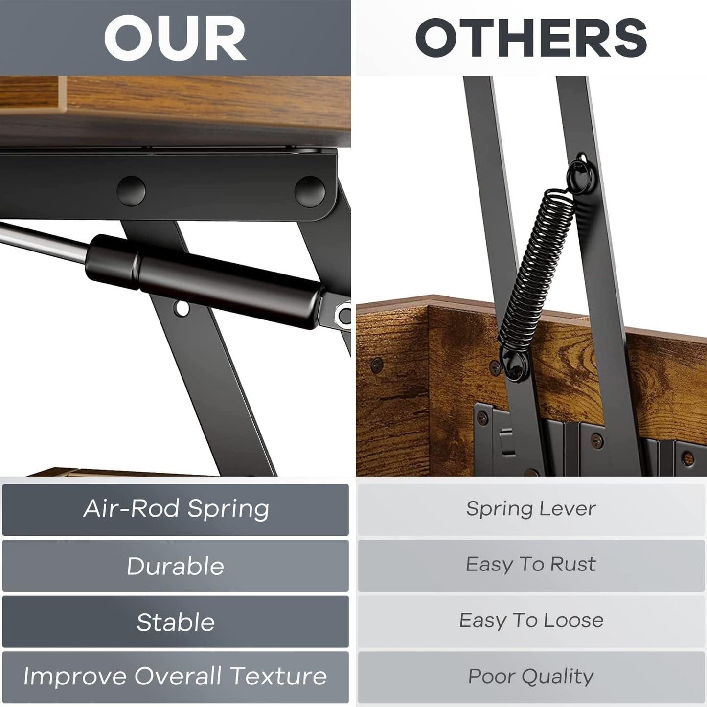 Lift Top Coffee Table, with Hidden Compartment and Storage Shelf Wooden Lift Tabletop for Home Living Room Reception Room Office, Espresso