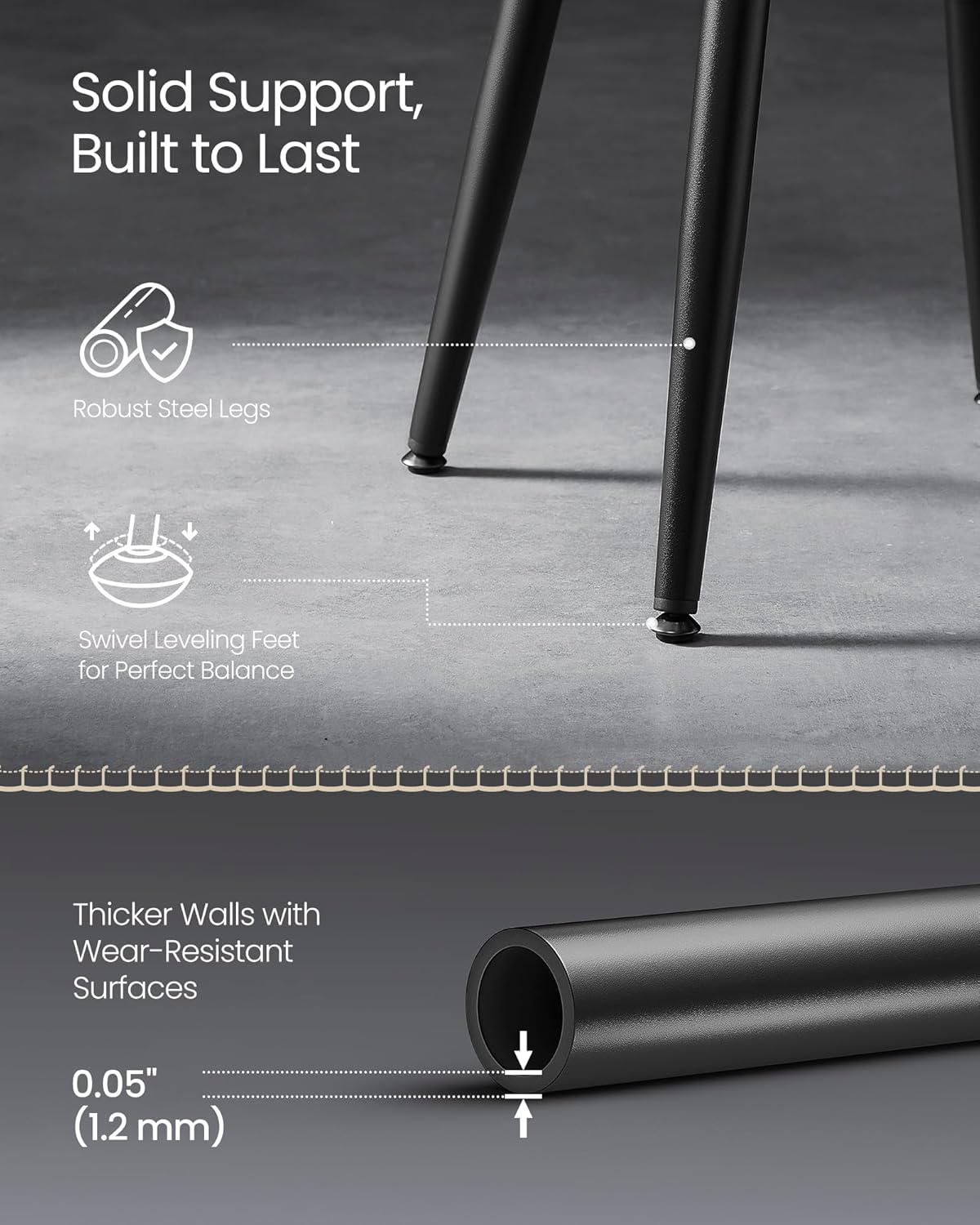 Premium Dining Chairs Set of 2, Upholstered Kitchen Chairs, Comfortable Seat, Synthetic Leather with Stitching, Mid-Century Modern, Easy Assembly, Living Room Lounge