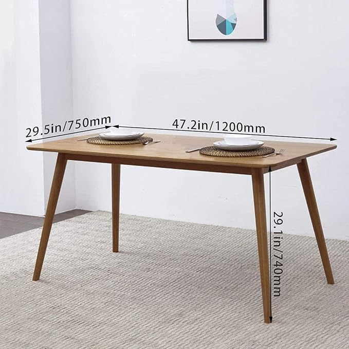 Dining Table 6 Person 47.2'' Modern Rectangular Kitchen Table Sturdy Durable Structure Wooden Dining Room Table for Small Spaces Table Home Furniture, Natural
