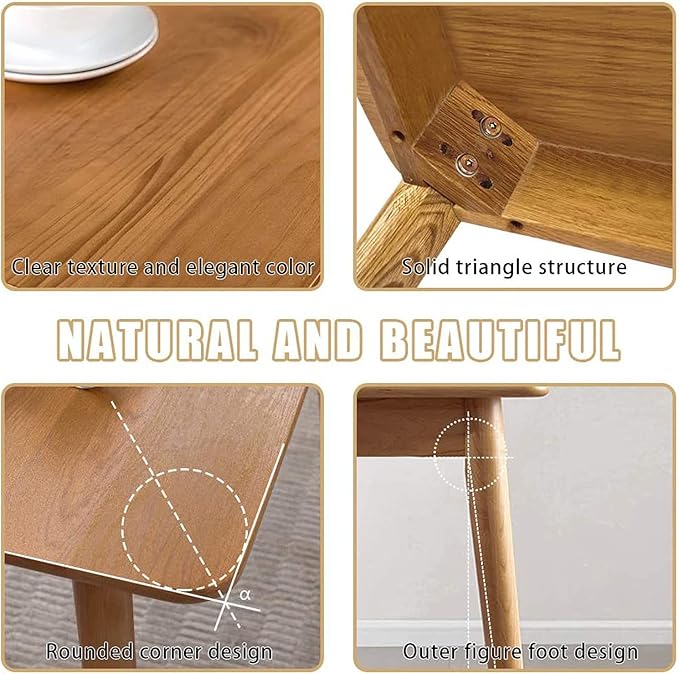 Dining Table 6 Person 47.2'' Modern Rectangular Kitchen Table Sturdy Durable Structure Wooden Dining Room Table for Small Spaces Table Home Furniture, Natural