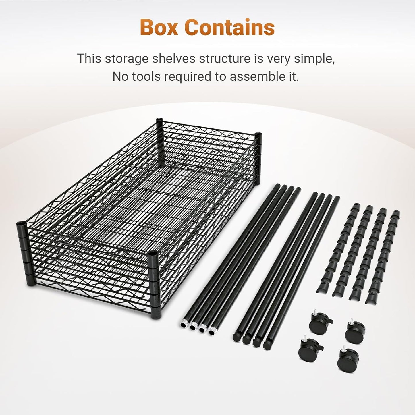 Heavy Duty 5-Tier Storage Rack with Wheels 76Lx36Wx158H, Shelf Shelving Unit 1250Lb Capacity, 29.92" D x 13.98" W x 62.99" H, Black