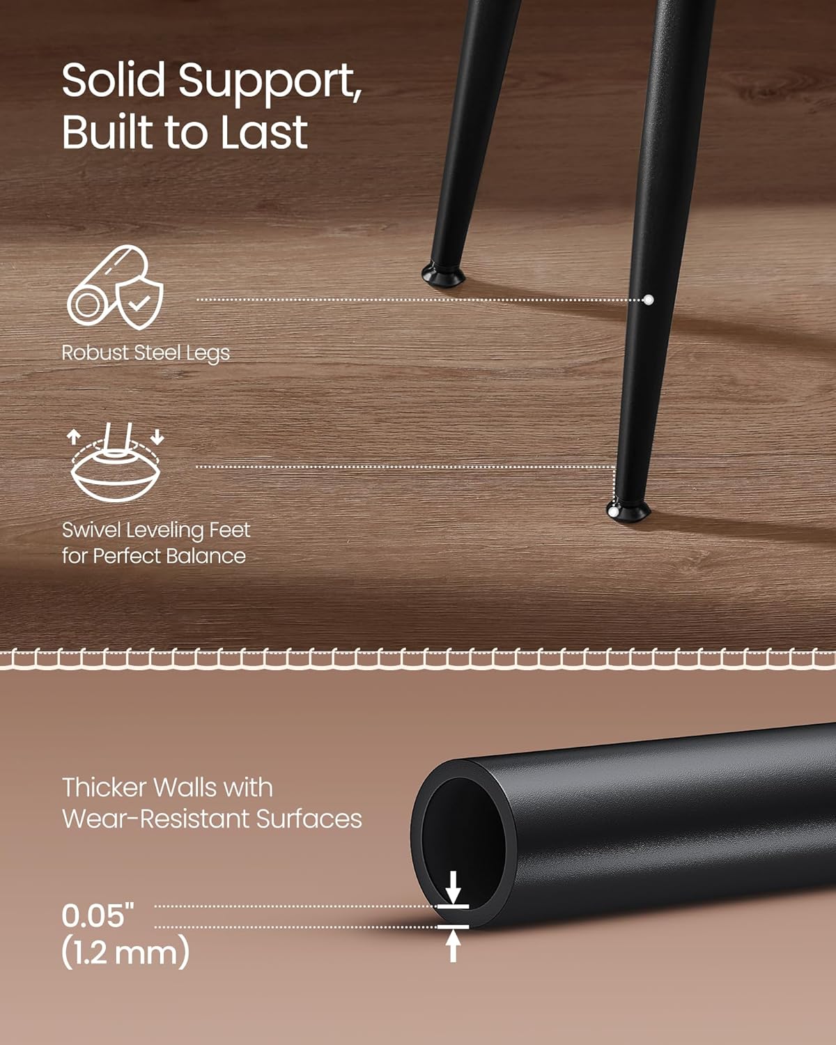 Premium Dining Chairs Set of 2, Upholstered Kitchen Chairs, Comfortable Seat, Synthetic Leather with Stitching, Mid-Century Modern, Easy Assembly, Living Room Lounge