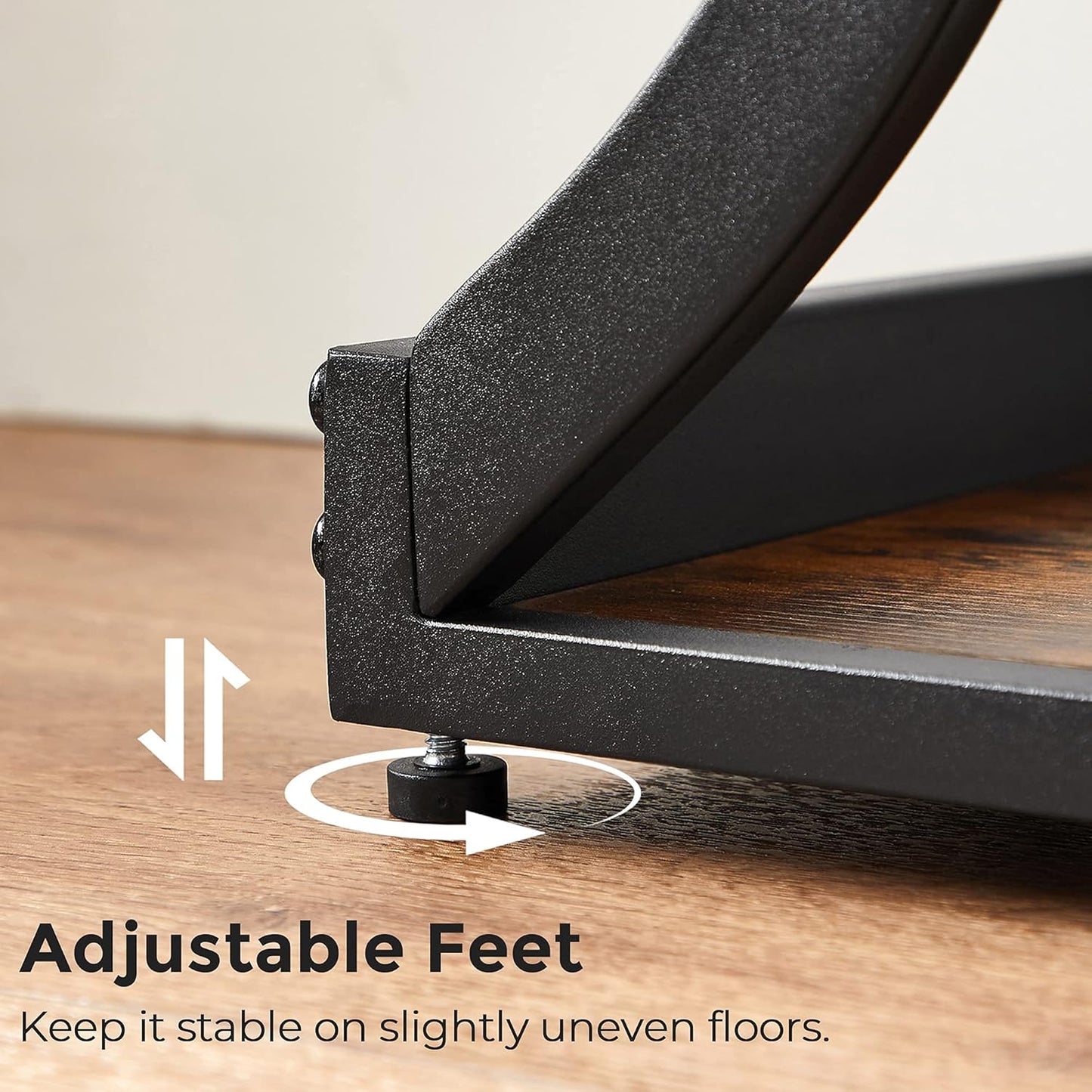 Console Table with Curved Frames and 2 Open Shelves, for Hallway, Entryway Living Room, Rustic Brown + Black