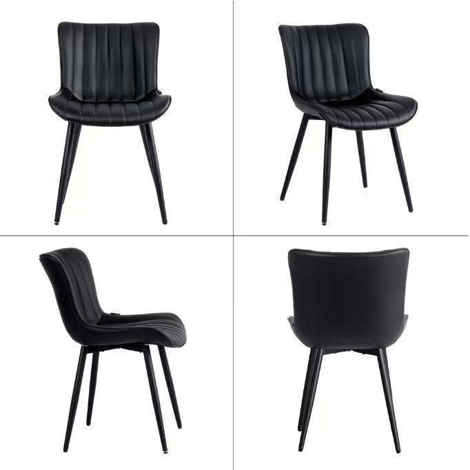 2 Set Soft Dining Chair Set of 2 Black PU Leather Upholstered Full Back Side Chair for Kitchen,Dining Room,Living Room