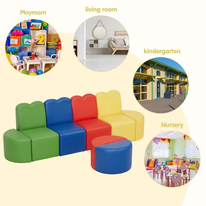 8PCS Toddler Sofa Couch for Kids – A colorful, multifunctional play couch ideal for playrooms, bedrooms, and daycare centers. Designed for indoor play, reading, and creative activities