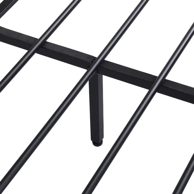 Queen Size Bed Frame, Bed Frame with Charging Station and LED Lights, Metal Shelves Non-Slip, Noise-Free, Easy Assembly, No Box Springs Needed, Rustic Brown and Black