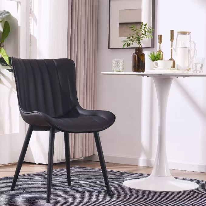 2 Set Soft Dining Chair Set of 2 Black PU Leather Upholstered Full Back Side Chair for Kitchen,Dining Room,Living Room