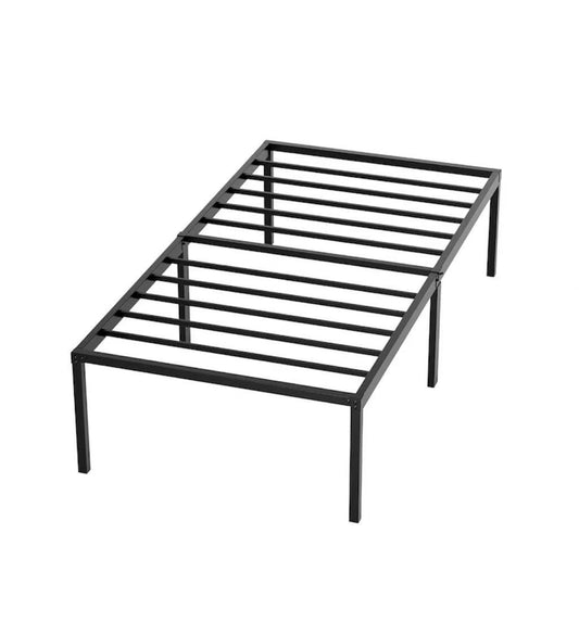 Twin Size Metal Bed Frame Sturdy Steel Slats Noise-Free Easy Assembly No Box Spring Required with Under-Bed Storage Easy Assembly and Ample Under-Bed Storage, Black